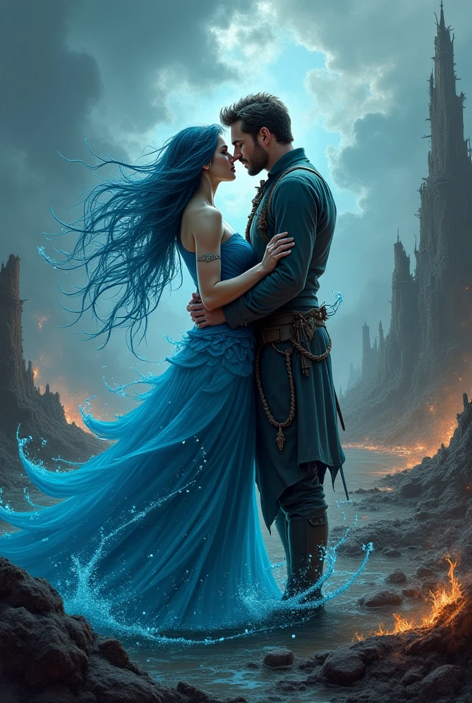 epic fantasy oil painting by nixeu, pixar, (handsome water goddess, underwater world, standing in the sea during a storm and waves, whale:0.9), delicate decorations, comic artist, [wlop:watercolor::mean], depth of field, chromatic aberration, dark night, depth of field, digital art with [3D::0.4] depth and depth of field, [bleak horror:[anime:sketch:concept art::mean]:,0.5]