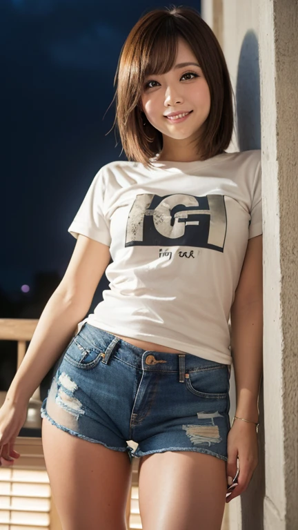 Girl holding up a t-shirt