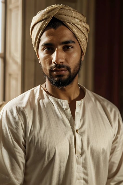 ultra-realistic 30-year-old incredibly handsome brutal men as sheikh, with bright eyes, looking in front of camera, hd portrait, photorealistic
