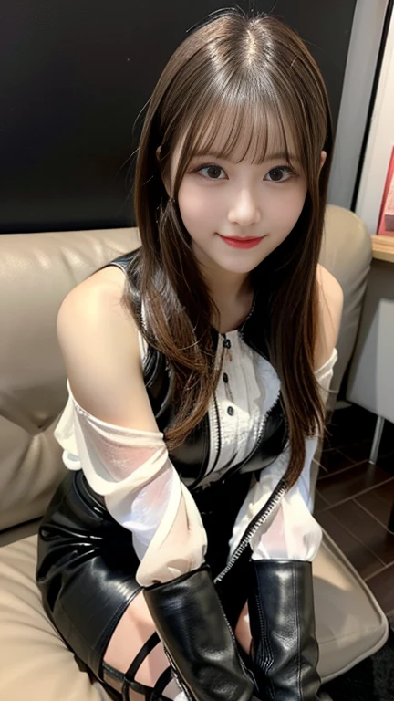 18-year-old waitress in purple miniskirt