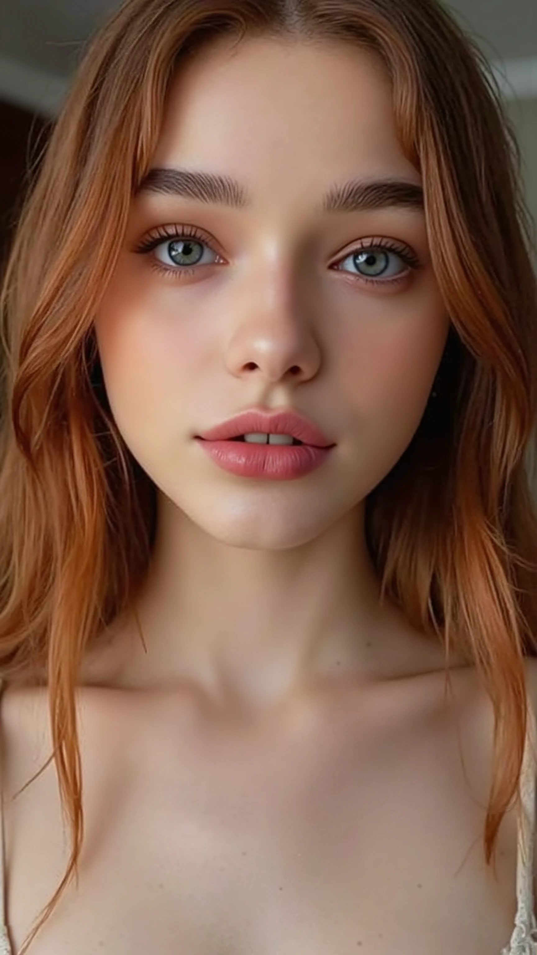 🌟 quality & silent:
masterpiece, 8k, ultra high resolution, hyperrealistic, very detailed, natural lighting, SLR lighting, SLR camera , Fujifilm XT3, film grain, Sharp concentration, perfect lighting.
🌌 Scene & background:
A soft , natürlicher background mit sanftem Licht, that shows off her facial features and hair perfectly. The atmosphere is intimate and focused.
😈 model & Styling:
a young, wild girl with fiery red hair, which in various Poses fall loose or styled are, and bright blue eyes . She is wearing a lightweight , torn dress made of natural materials, that underlines her free and independent nature.
🔥 Pose & Mood:
Different poses and facial expressions:
she looks directly at the camera , with a cheeky smile and a challenging look.
She tilts her head slightly to the side, with a thoughtful and thoughtful and dreamy expression.
She laughs heartily , with closed eyes and a radiant smile.
She looks over her shoulder, with a mysterious and seductive look.
Die Mood ist vielfältig, from cheeky and cheerful to dreamy and mysterious.
💋 Brief summary 💋
"a young, wild girl with fiery red hair and bright blue eyes in verschiedenen Porträtaufnahmen bis zur Brust. She shows various poses and facial expressions, from cheeky and cheerful to dreamy and mysterious. Die Scene ist hyperrealistic, hochdetailliert und in 8k-quality, with an intimate and focused atmosphere."