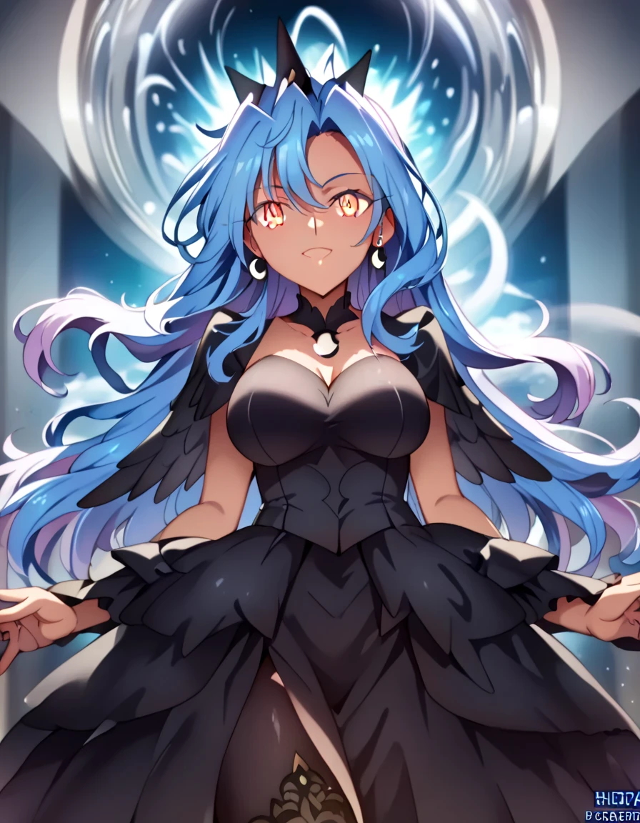 ((best quality)), ((highly detailed)), masterpiece, absurdres, detailed face, beautiful face, (detailed eyes, deep eyes), full body, vtuber design, Long curly hair is shades of pastel blue, pink, and lavender, sparkling purple eyes, pale skin with a faint, Ghost fashion style with chains spooky ghost-themed make some skin show
