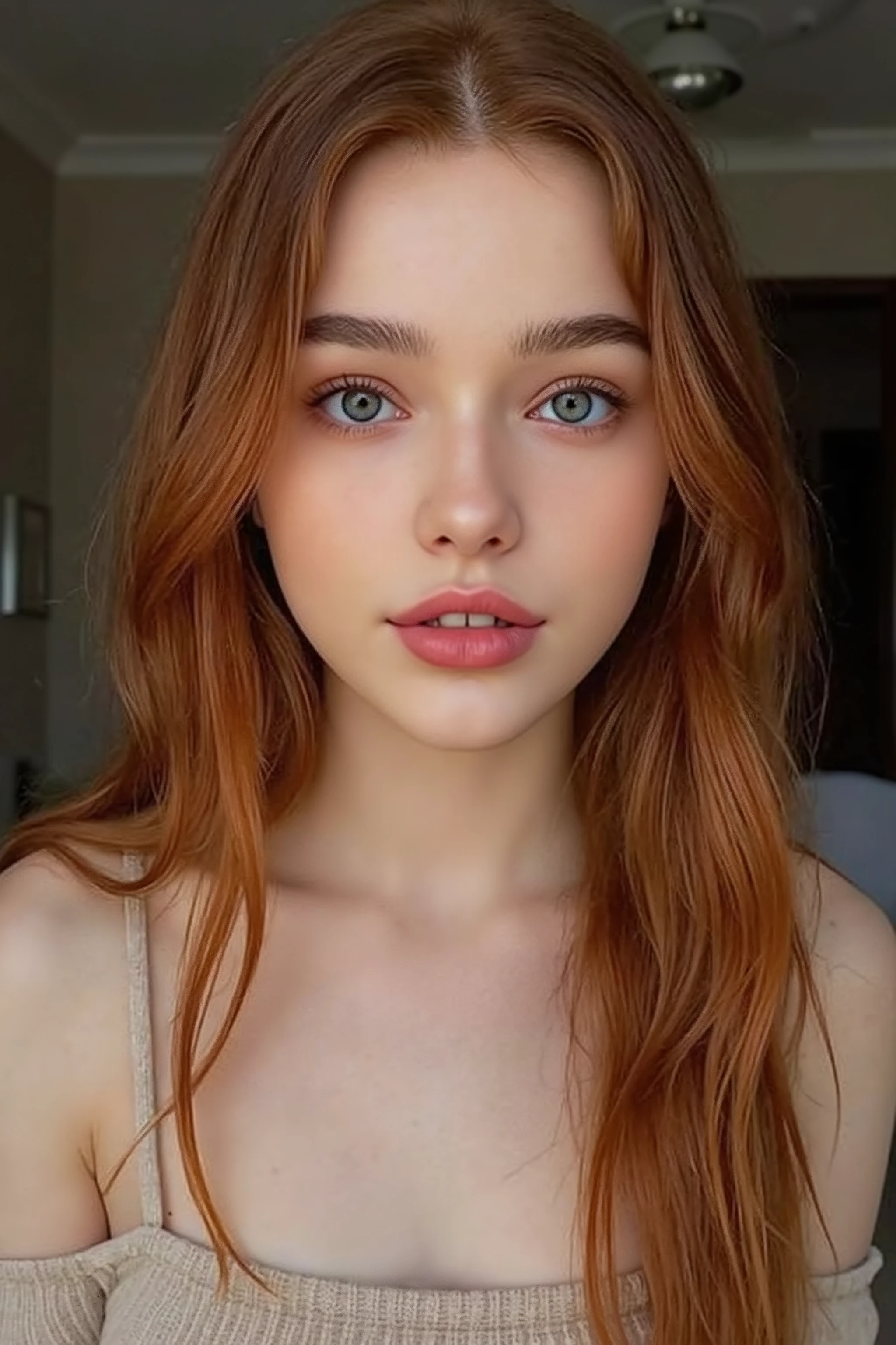 🌟 quality & silent:
masterpiece, 8k, ultra high resolution, hyperrealistic, very detailed, natural lighting, SLR lighting, SLR camera , Fujifilm XT3, film grain, Sharp concentration, perfect lighting.
🌌 Scene & background:
A soft , natürlicher background mit sanftem Licht, that shows off her facial features and hair perfectly. The atmosphere is intimate and focused.
😈 model & Styling:
a young, wild girl with fiery red hair, which in various Poses fall loose or styled are, and bright blue eyes . She is wearing a lightweight , torn dress made of natural materials, that underlines her free and independent nature.
🔥 Pose & Mood:
Different poses and facial expressions:
she looks directly at the camera , with a cheeky smile and a challenging look.
She tilts her head slightly to the side, with a thoughtful and thoughtful and dreamy expression.
She laughs heartily , with closed eyes and a radiant smile.
She looks over her shoulder, with a mysterious and seductive look.
Die Mood ist vielfältig, from cheeky and cheerful to dreamy and mysterious.
💋 Brief summary 💋
"a young, wild girl with fiery red hair and bright blue eyes in verschiedenen Porträtaufnahmen bis zur Brust. She shows various poses and facial expressions, from cheeky and cheerful to dreamy and mysterious. Die Scene ist hyperrealistic, hochdetailliert und in 8k-quality, with an intimate and focused atmosphere."