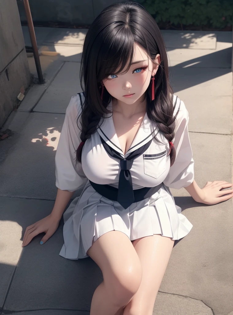 1girll, 独奏, nedium breasts, looking at viewert, Be red in the face, short detailed hair, eBlue eyes, hair adornments, shift dresses, Ribbons, Huge breasts,DEEP-V COLLAR,Open chest,Upper chest, blue hairs, Hair ribbon, exteriors, No sleeves,Expose your arms to the sky, daysies, Hair is more than one eye, aprons, blue-sky, maidennurse, maid headdress, x hair ornamen, pink ribbons, Rossvale Mansion maid uniform,Young European and American women,Bigboobs,Upper chest,Expose the genitals,Tinif Blue,blue hairs,Gradient color hair,Cat ears,Stretch meat,stocklings,Wide thighs,cleavage,HD bell collar,true to life,Lace,Top quality,tmasterpiece,one-girl,Wavy gray hair,paleskin,Cat ears,Cat eyes,Moles under the eyes,Thick eyebrows,Thick lips,scar across right eye,freckle,in class room,Lori huge breasts cleavage,Small waist,Wide thighs,thigh gap,Exposing thighs,熟妇 ,secretary,mature,cinmatic lighting (RAW photogr:1 girlirl.2 pcs),(true to life:1 girlirl.4 pcs),beautiful details girl,very detailed eyes and faces,beatiful detailed eyes,moodiness,hugefilesize,ultra - detailed,k hd,The original E is very detailed,best qualtiy,tmasterpiece,kemomimi,((Japan Girls' High School)校服)), illustratio, The original E is very detailed, CG, unified, 8k wallpaper, breath-taking, finedetail, tmasterpiece, best qualtiy, Highly detailed CG uniform 8k wallpaper, face illuminated,cinmatic lighting, , primitive,tmasterpiece,ultra fine photos,,best qualtiy,超高分辨率,Photorealistic and realistic,Breathtakingly beautiful,dynamicposes,s delicate face,Vibrant eyes,milkyW,highly detailedskin,Realistic details of skin,,8K UHD,digital SLR camera,high qulity,White skin of the,squatt,Squat toilet,urine,spread thighs,spread their legs,looking at viewert,Frontal photo