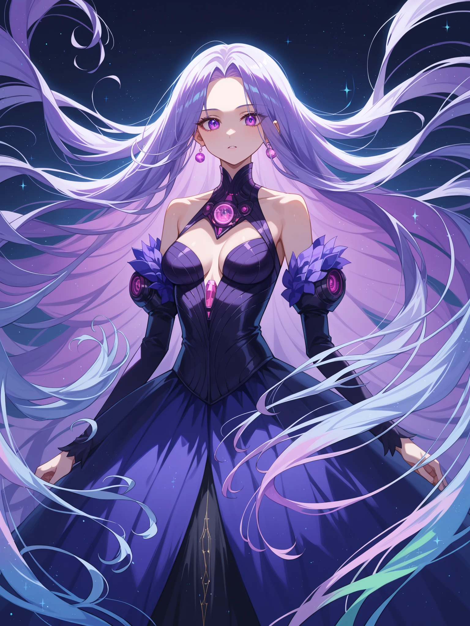 score_9, score_8_Upp, score_7_Upp, Source_ Japanese cartoons,
Surreal,
1girl,韓国アイドル, very long hair , flowing hair,Shiny hair,
nighttime scene,天Upp的月亮,purple tint,starrysky, fantastic atmosphere,Edge of Glow ,mistic, high contrast ,ethereal light,坐在树枝Upp,light particules,