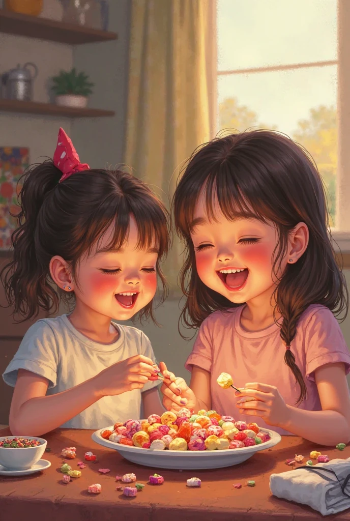 You can make a picture where you see children mixing fruits