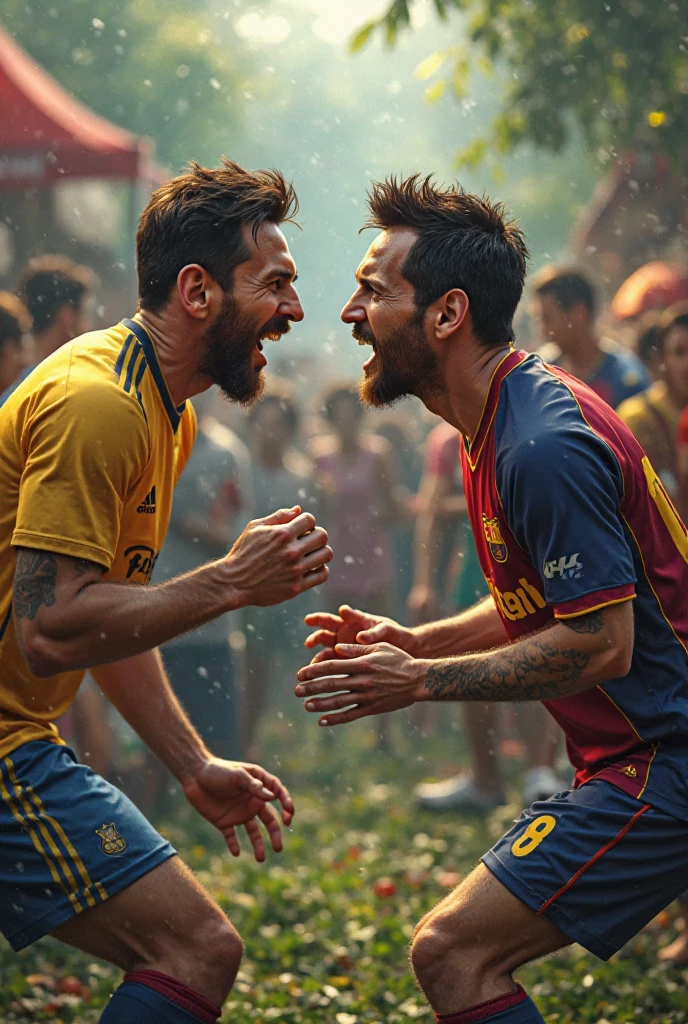 neymar is fighting messi in the toilet
