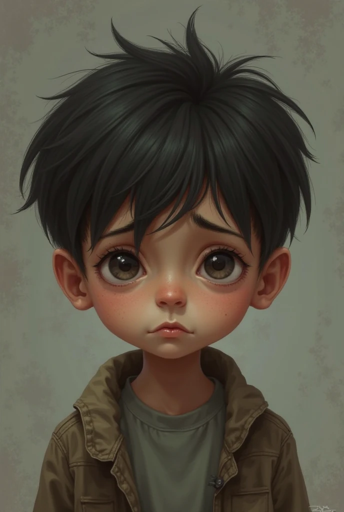 Can you make brown book cover with a boy's sad eye?