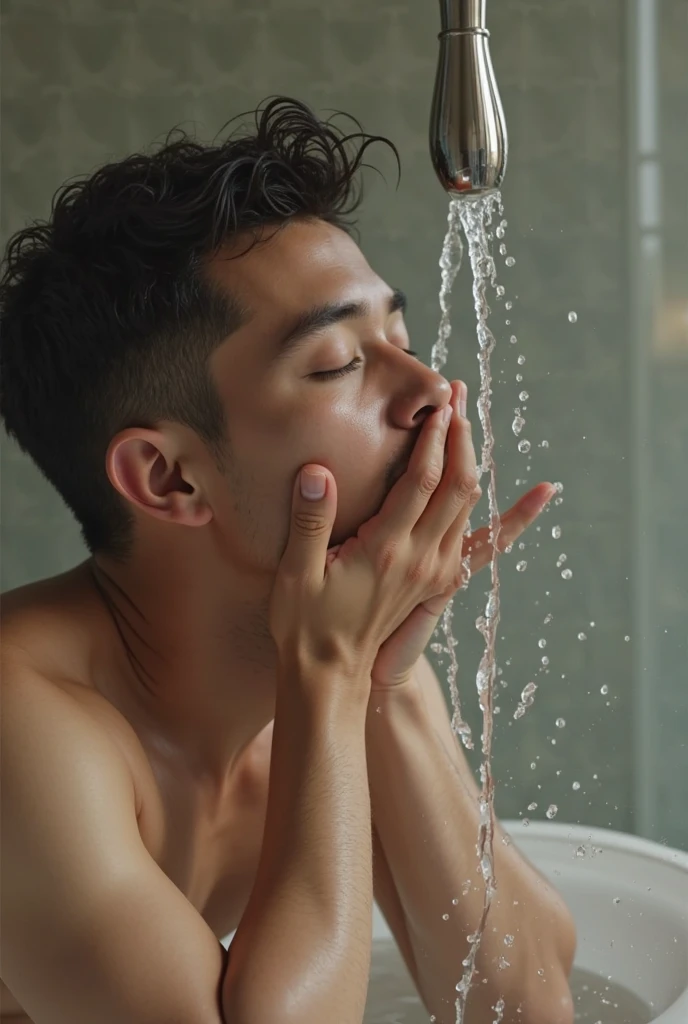 Illustrate 2 guys having fun in a shower
