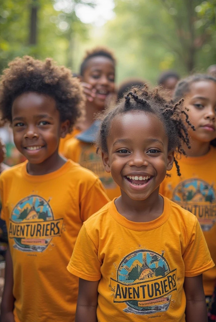 , a boy and a girl smiling. The boy, who is black,not much is wearing red hoodies and stands in front. The girl, who is light skin wearing black is positioned behind him. In the background, there's a green plane. Both the boy and girl look happy as they interact., perfect face