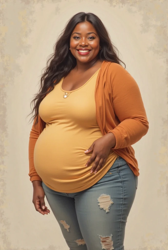 Ugly fat woman smiling