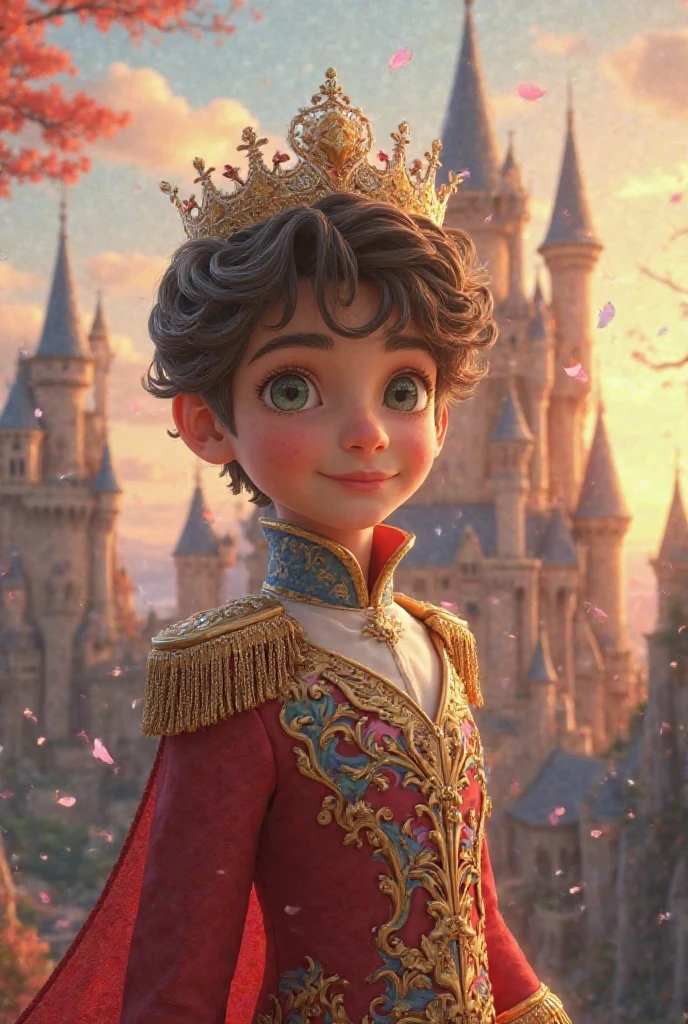 Kim Taehyung at 9 years old dressed as a prince and with brown hair