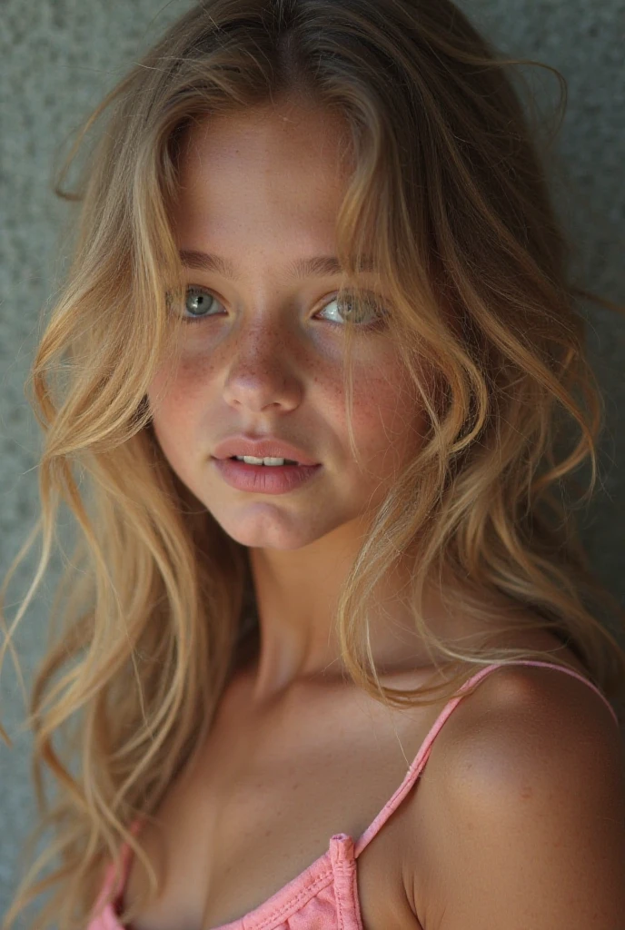 Symmetrical, High Detail RAW Color Photo Professional Photo, [:( High Detail Face: 1.2): 0.1], (lora:PJ DH), pores, real skin, breast focus, shining eyes, looking at the audience, lens flare, shadow, bloom, natural lighting, hard focus, film grain, photographed with a Sony a9 II Mirrorless Camera, portrait chloe grace moretz, thick neck, 18 year old female model, 18 years old, 18 years old, profile image,  realistic, post-processing, maximum detail, beautiful thin blonde teen, sit, posing at home, big breasts