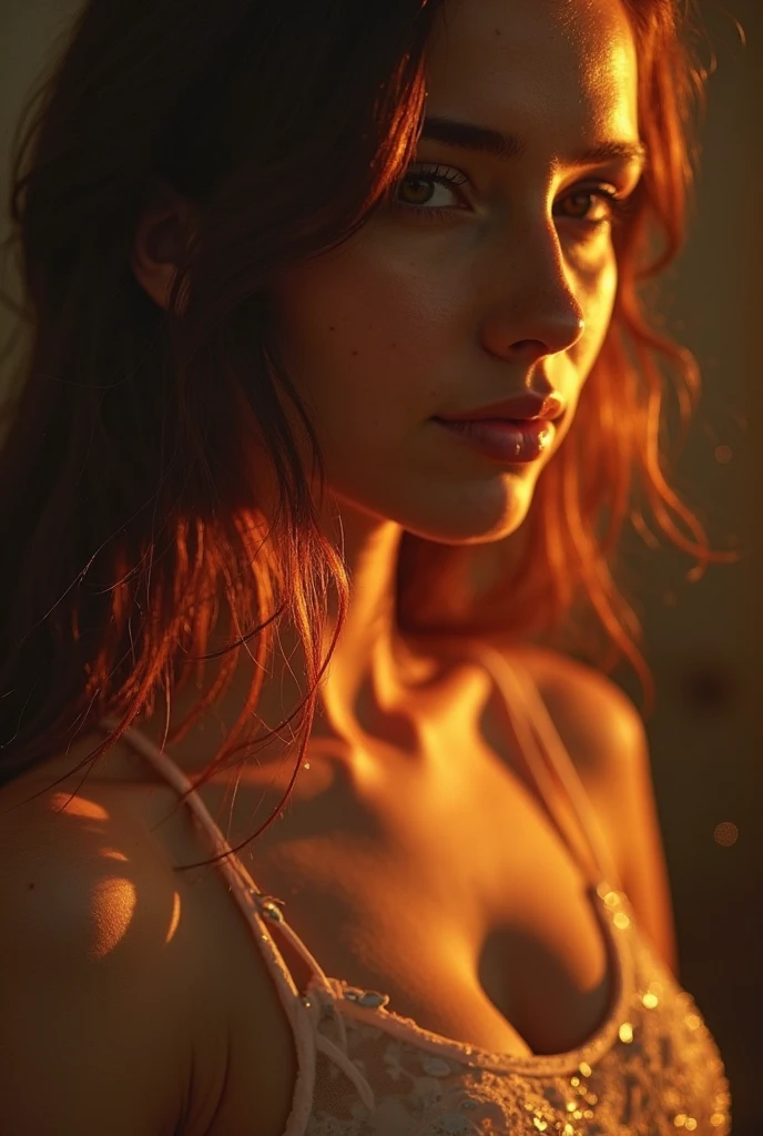 I am the lines of her and her body in blur but her beautiful and defined face shows her internal sadness and of her different faces that exist above her of her different lives only a figure of her naked body in blur is seen and the expression of her face that sees the pain with that light of nostalgia and shadows with volumes , It is hope come true, her entire body is seen in blur, the message I want to convey is that there is tranquility for her. , 24k artwork uses volume in shadows uses the rules of composition uses the rules of cinema uses its colors rule of thirds and all the rules of photography uses the compositions of cinema shadows with volume and uses the latest image creation techniques photoshop rendering
