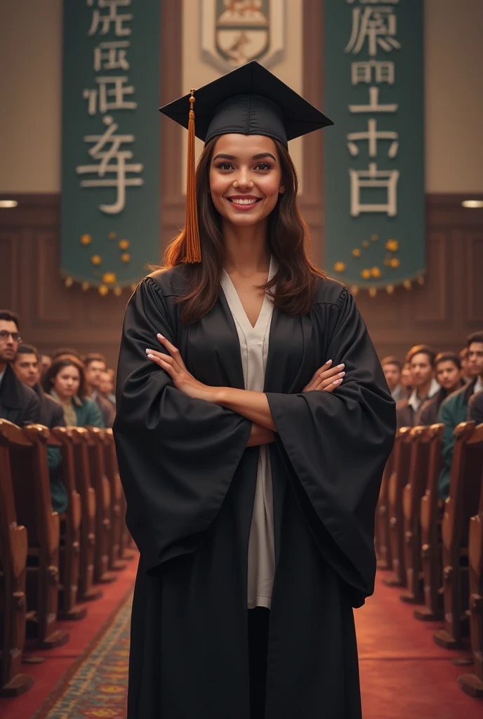 Wearing full body Academic regalia wealthy sri lankan average beautiful girl(big breasts and butt) sit in chair and sri lankan wealthy 35 year old man (software,electrical,garments companies owner)
