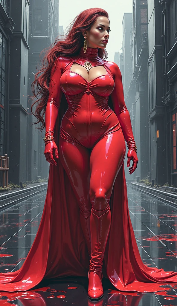 Megan fox as Vampirella, (wearing a red vampirella outfit:1.25), (muscular physique, pale skin, red glowing eyes:1.25), walking down a cemetery on a moonlit night, full moon, dark gothic atmosphere, thin legs, Realistic, Very detailed face and eyes, (masterpiece:1.1), (best quality:1.1), (ornate:1.1), (beautiful girl face:1.25)