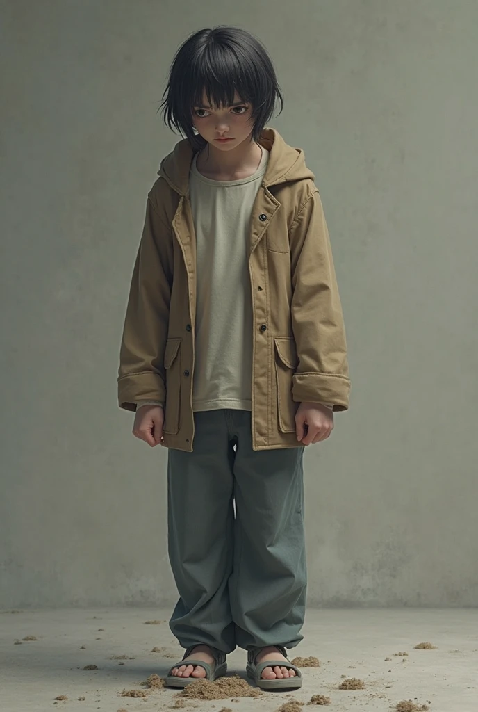 Does a 12-year-old boy who is walking in the forest realize that his clothes are from Japan?. 