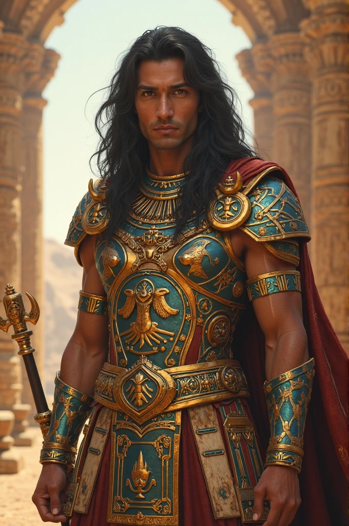 Egyptian man blue eyes, brown hair and white skin pharaoh MAN