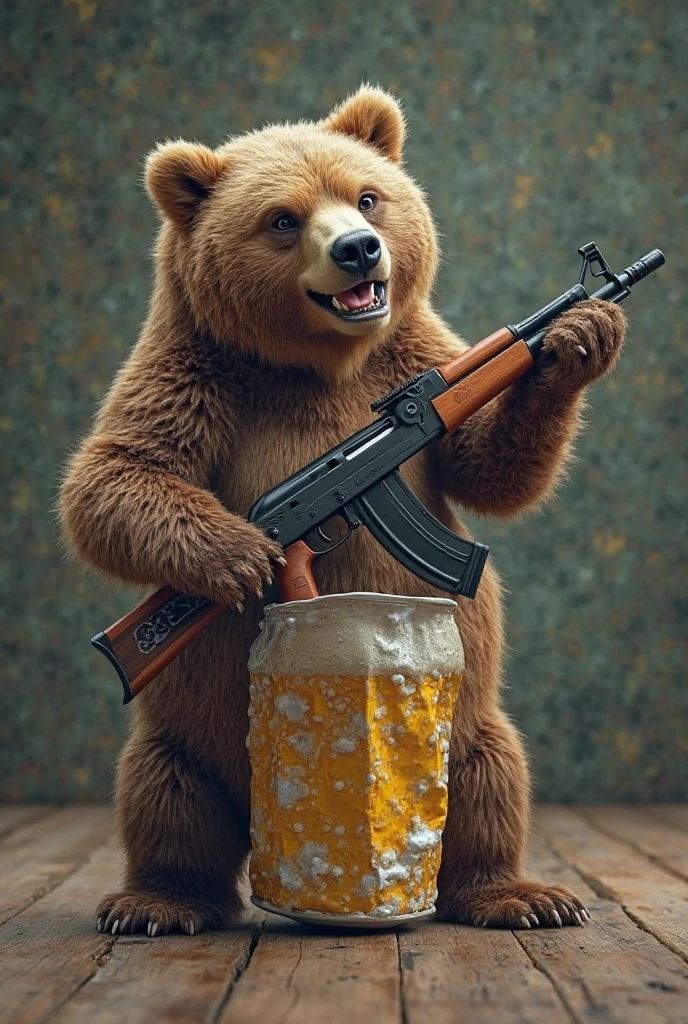 full body, (Russian winter, ((bear sitting on a battle tank with a balalaika)), a bottle of vodka, a bear in a national Russian costume, clothes in Russian folk style, embroidery on clothes,), ((glow)), hyper-detail, hyper-realism, sharp shot, cinematic, dark theme <lora:LowRA:0.95>, action-packed background, (bokeh effect)