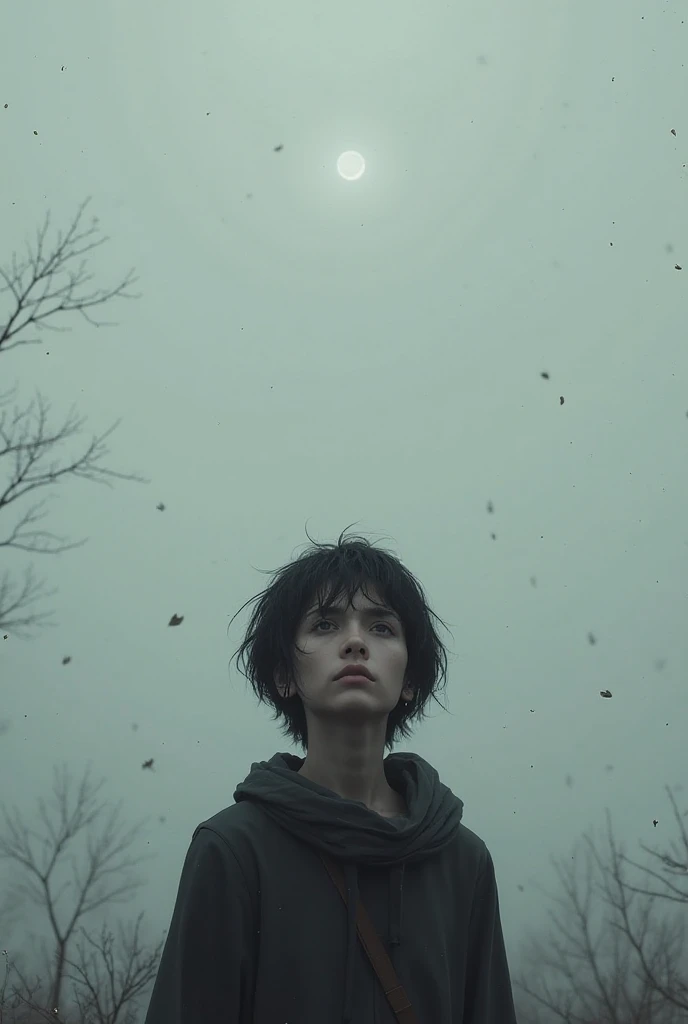 Generate a unique, never-before-seen surrealistic image that embodies the themes of sadness, melancholy, solitude, and depression. Picture a vast, barren landscape under a dark, overcast sky with heavy, foreboding clouds. The colors should be desaturated, with tones of grey, blue, and muted earth tones dominating the scene. In the center, place a solitary figure, draped in tattered clothing, sitting on an old, crumbling bench. This figure should appear to be fading into the background, almost ghostly, symbolizing a sense of disappearance and hopelessness.

Surround this figure with surreal elements such as floating, broken clocks to signify the distorted sense of time, wilted flowers that defy gravity, and fragmented mirrors that reflect a distorted, sorrowful visage. In the distance, add shadowy, faceless silhouettes that evoke a sense of being watched yet isolated, enhancing the feeling of paranoia and detachment. Ensure the overall atmosphere is heavy and oppressive, with intricate details that draw the viewer into a hauntingly beautiful yet deeply emotional and introspective world.