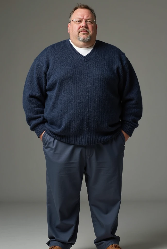 A middle-aged Asian man in gym clothes and sneakers standing in a blank background,Full body photo,Very obese middle-aged man,Stand up straight,Hyper-realistic style,style of photography,Natural light,Super meticulous