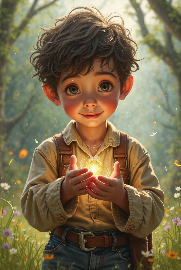 Draw a beautiful boy holding a bottle