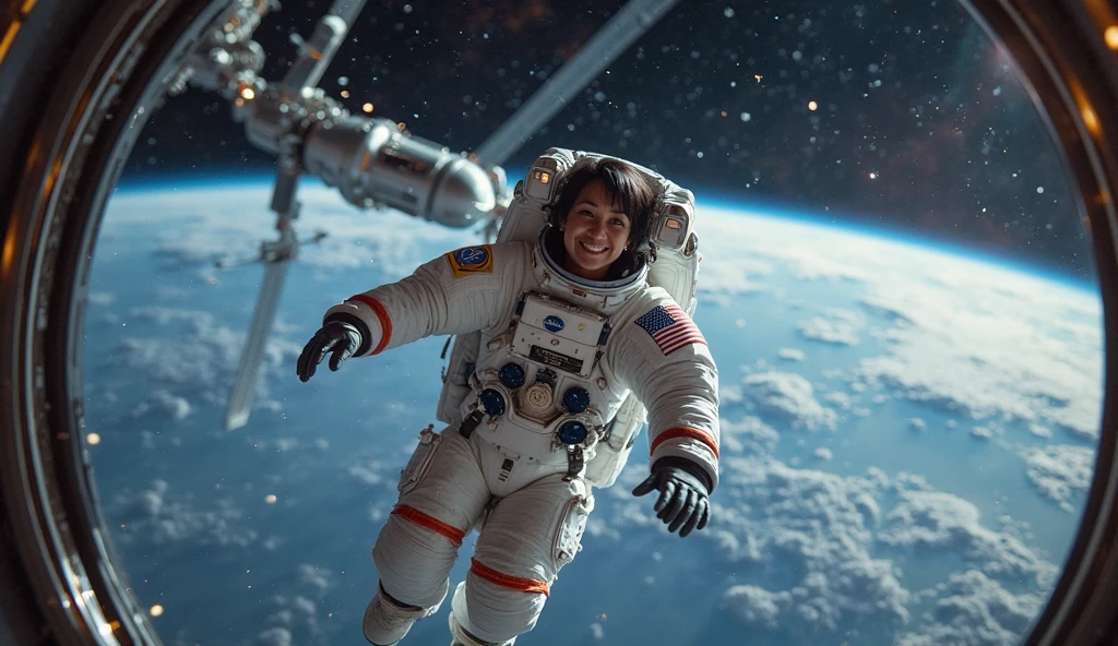 astronaut cartoon floating in space