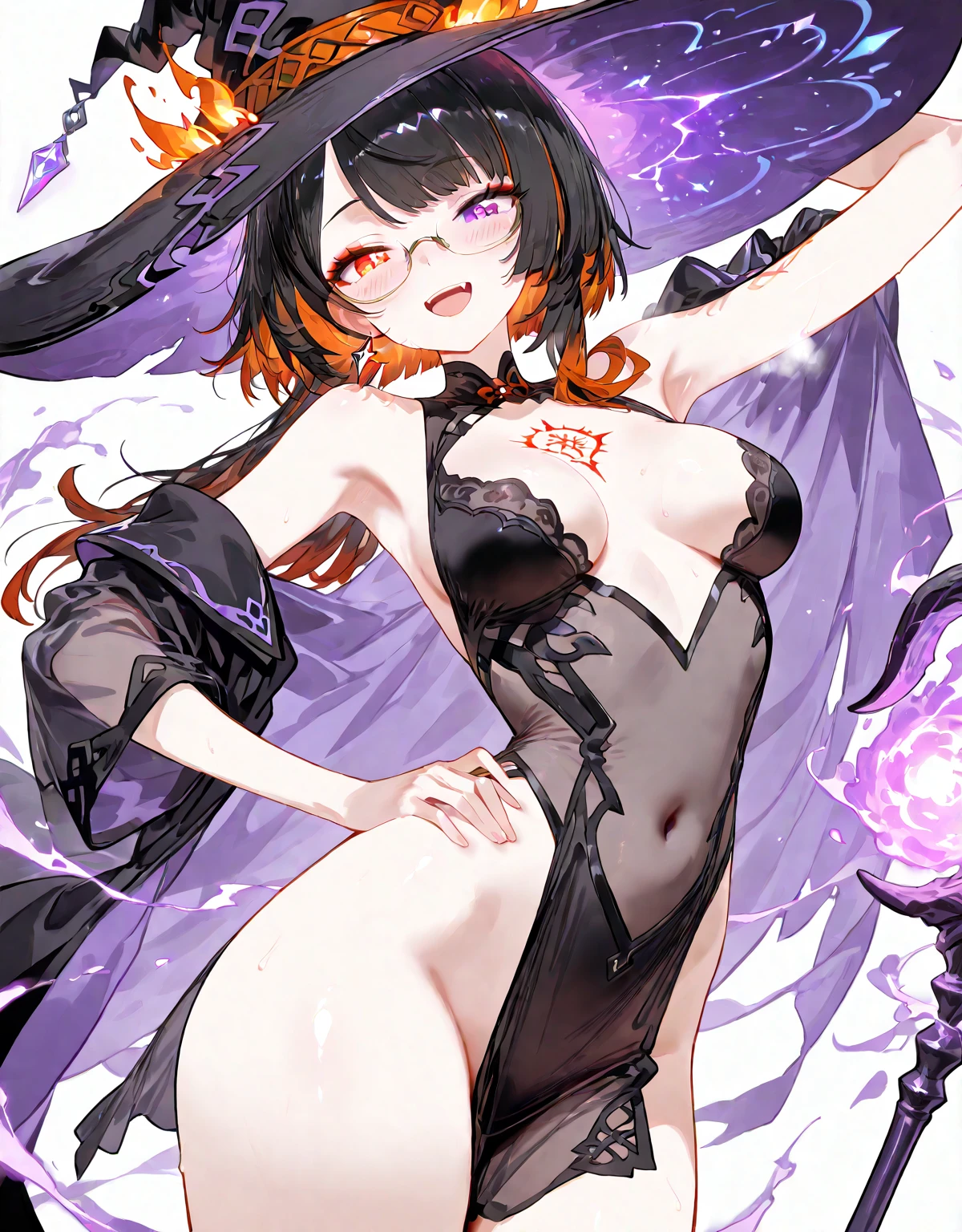 Halloween, Halloween theme, night, short hair, purple hair, purple eyes, flat cheast, flat tits, no clothes, naked, trick or treating, bandaged body, bandaged arms, bandaged cheast, bandaged tits, bandaged legs, bandaged foot, bandaged pussy, bandaged hands, mummy suit, egiptian mummy suit, very blushing, naked, unclothed