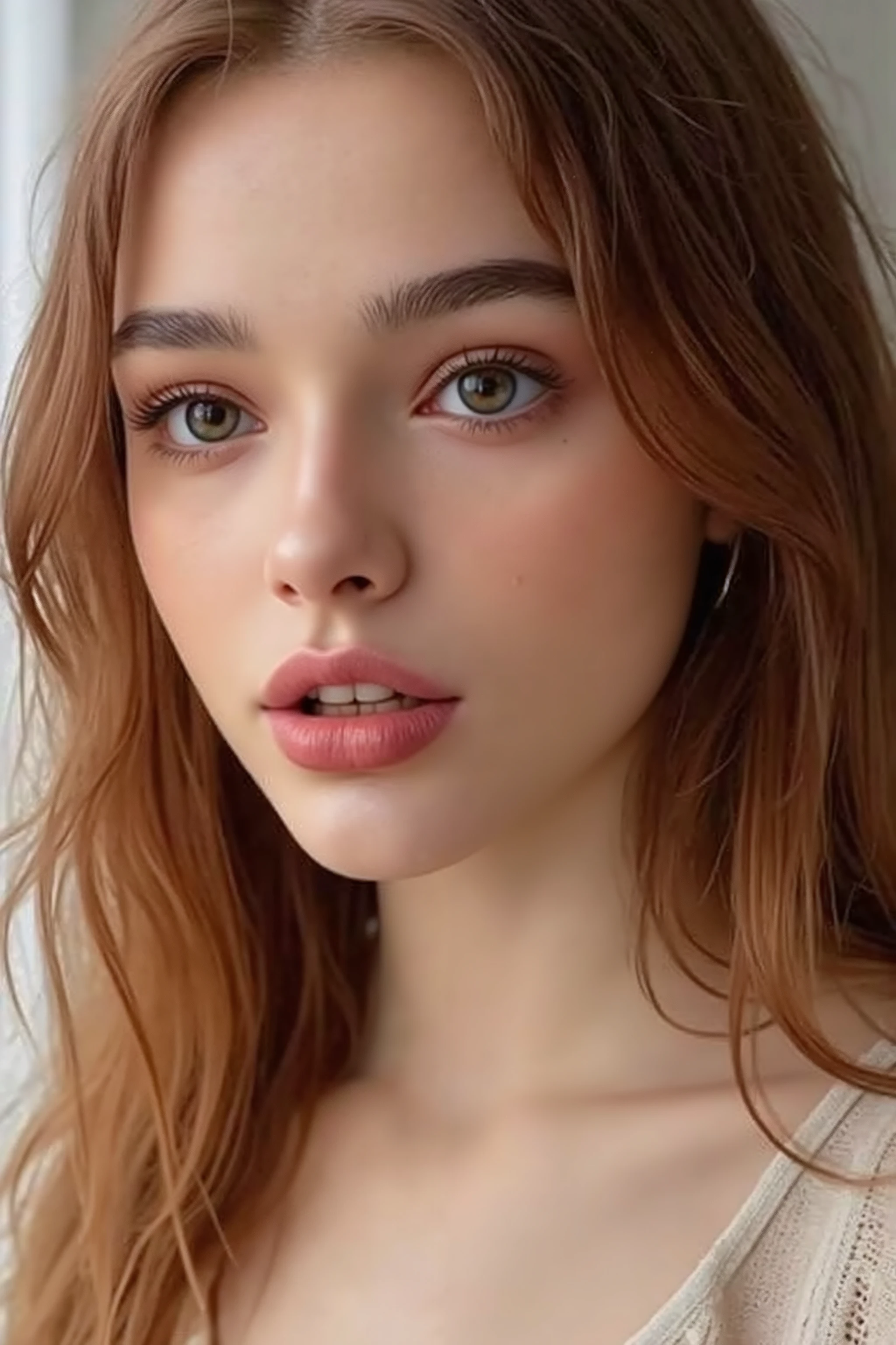 🌟 quality & silent:
cowboyshot, masterpiece, 8k, ultra high resolution, hyperrealistic, very detailed, natural lighting, SLR lighting, SLR camera , Fujifilm XT3, film grain, Sharp concentration, perfect lighting.
🌌 Scene & background:
A soft , natürlicher background mit sanftem Licht, that shows off her facial features and hair perfectly. The atmosphere is intimate and focused.
😈 model & Styling:
a young, wild girl with fiery red hair, which in various Poses fall loose or styled are, and bright blue eyes . She is wearing a lightweight , torn dress made of natural materials, that underlines her free and independent nature.
🔥 Pose & Mood:
Different poses and facial expressions:
she looks directly at the camera , with a cheeky smile and a challenging look.
She tilts her head slightly to the side, with a thoughtful and thoughtful and dreamy expression.
She laughs heartily , with closed eyes and a radiant smile.
She looks over her shoulder, with a mysterious and seductive look.
Die Mood ist vielfältig, from cheeky and cheerful to dreamy and mysterious.
💋 Brief summary 💋
"a young, wild girl with fiery red hair and bright blue eyes in verschiedenen Porträtaufnahmen bis zur Brust. She shows various poses and facial expressions, from cheeky and cheerful to dreamy and mysterious. Die Scene ist hyperrealistic, hochdetailliert und in 8k-quality, with an intimate and focused atmosphere."