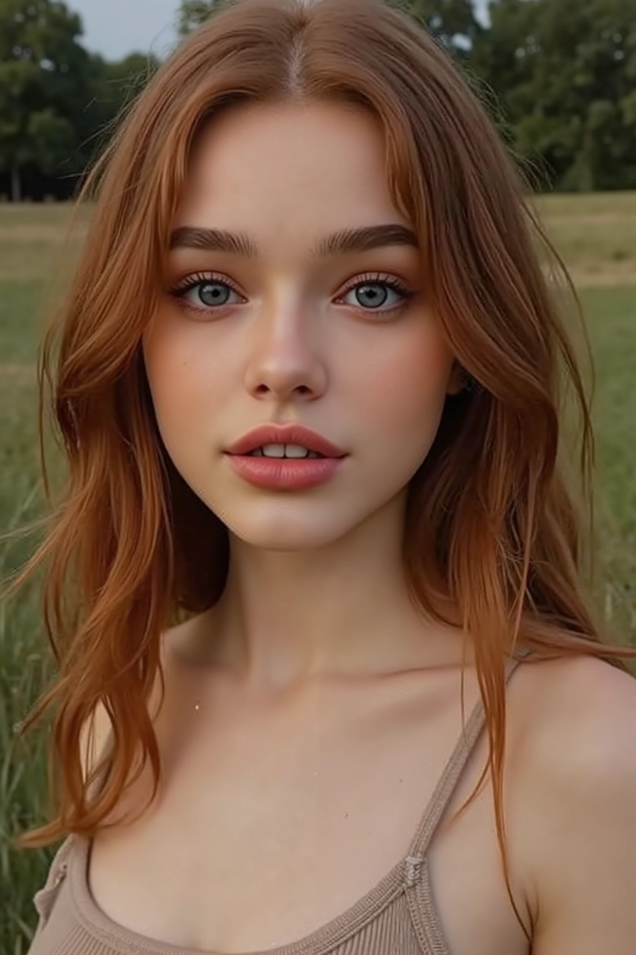 🌟 quality & silent:
cowboyshot, masterpiece, 8k, ultra high resolution, hyperrealistic, very detailed, natural lighting, SLR lighting, SLR camera , Fujifilm XT3, film grain, Sharp concentration, perfect lighting.
🌌 Scene & background:
A soft , natürlicher background mit sanftem Licht, that shows off her facial features and hair perfectly. The atmosphere is intimate and focused.
😈 model & Styling:
a young, wild girl with fiery red hair, which in various Poses fall loose or styled are, and bright blue eyes . She is wearing a lightweight , torn dress made of natural materials, that underlines her free and independent nature.
🔥 Pose & Mood:
Different poses and facial expressions:
she looks directly at the camera , with a cheeky smile and a challenging look.
She tilts her head slightly to the side, with a thoughtful and thoughtful and dreamy expression.
She laughs heartily , with closed eyes and a radiant smile.
She looks over her shoulder, with a mysterious and seductive look.
Die Mood ist vielfältig, from cheeky and cheerful to dreamy and mysterious.
💋 Brief summary 💋
"a young, wild girl with fiery red hair and bright blue eyes in verschiedenen Porträtaufnahmen bis zur Brust. She shows various poses and facial expressions, from cheeky and cheerful to dreamy and mysterious. Die Scene ist hyperrealistic, hochdetailliert und in 8k-quality, with an intimate and focused atmosphere."