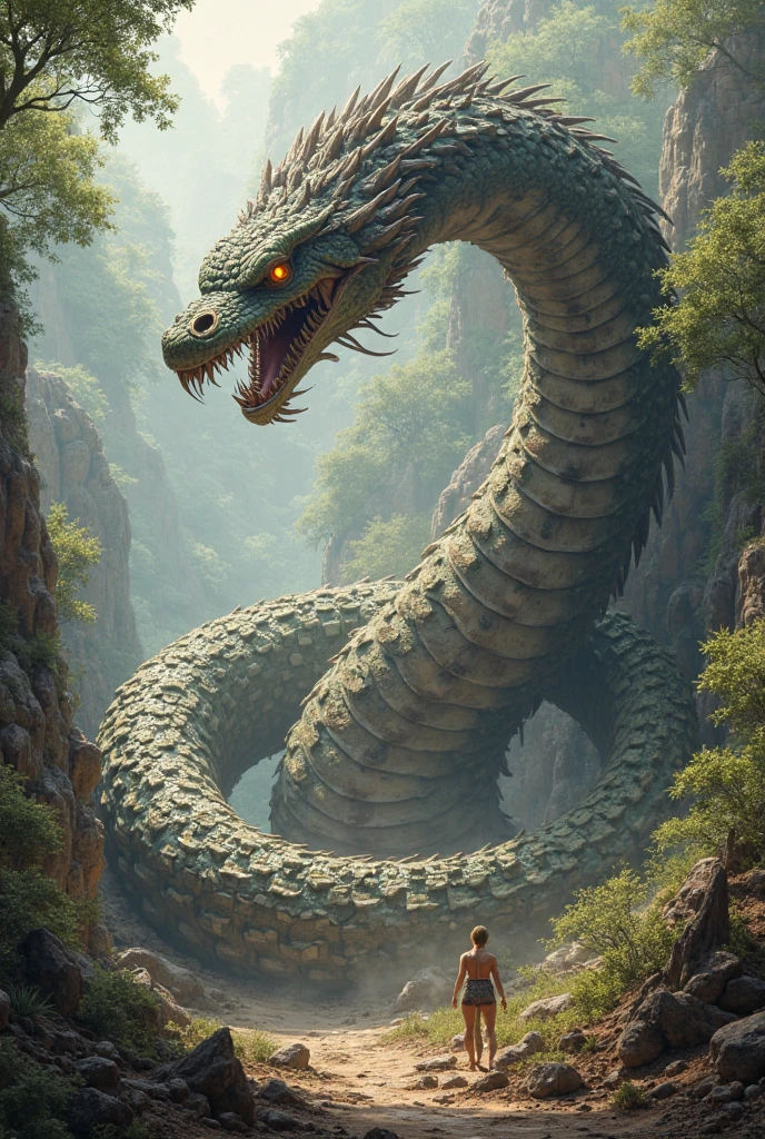 Create a detailed backstory for the Gorgon Serpent, exploring its origins, its relationship with other mythical creatures, and the legends that surround it. Consider how it interacts with humans and what moral lessons its tale might convey.