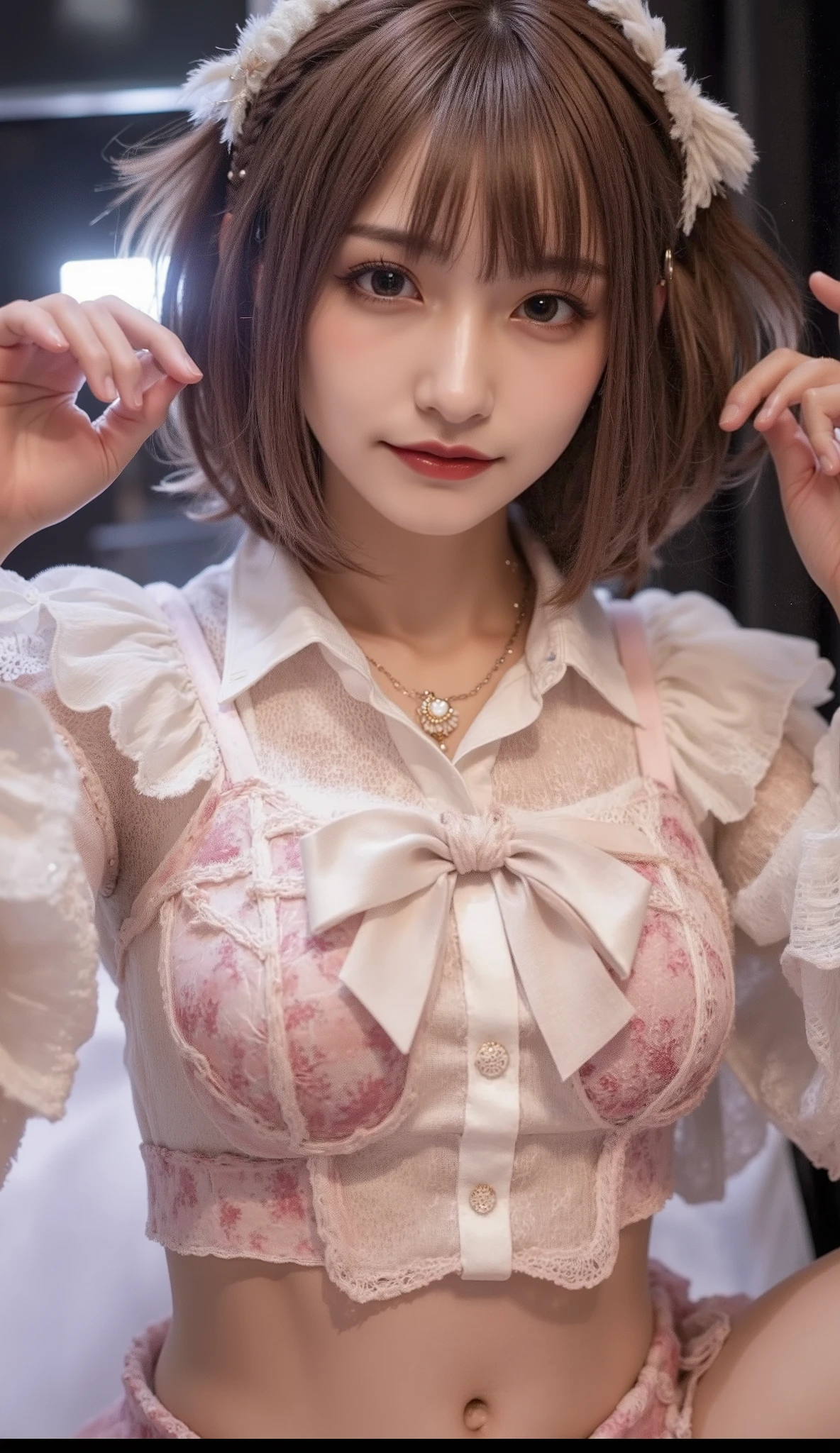 (((Correct sex education))), (Sexy 3D Hologram:1.2, bright colors:1.2), (tech vibe:1.2), (detailed hands:1.2, perfect right hand:1.1,), The sci-fi aesthetic ,SOFT LIGHTING, full body, ((Cute clothes that accentuate breasts:1.2)), scene in the palm of a person's hand is real and beautiful,Highlighting a digital face, (s Idol:1.3、ish face:1.4、Baby Face:1.4), beautiful small face, Moisturized Sexy Lips, medium hair, random hairstyle, dark eyes, cute girl's real and beautiful body, slender body line, Tight Waist, thin thighs, beautiful feet, (perfect anatomy:1.3)