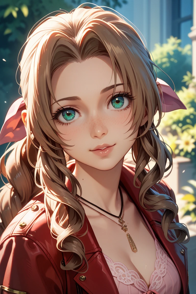 Upper body naked Aerith Gainsborough Yuffie