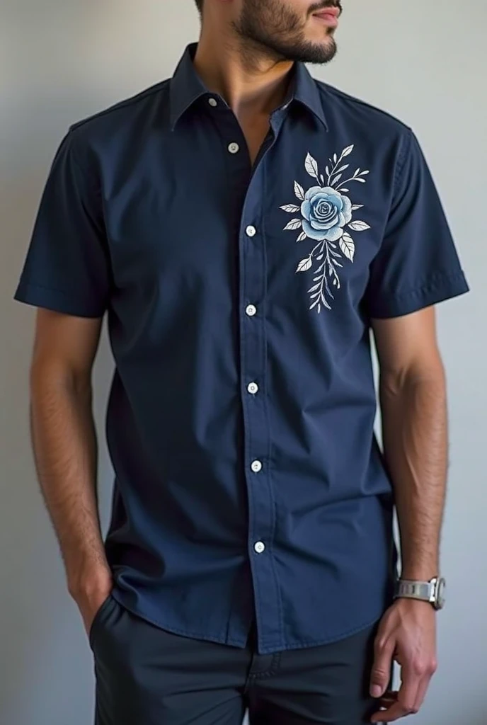 Smiling man in blue shirt standing in front of a TV, com camisa havaiana, Waring uma camisa havaiana, summer shirt, with a happy expression, Camisa havaiana, vestindo camisa, taken with sony a7r camera, vestindo uma camisa, Tomado com Sony Alpha 9, com uma pose cool, brincando de camisa rindo, shot with sony alpha 1 camera