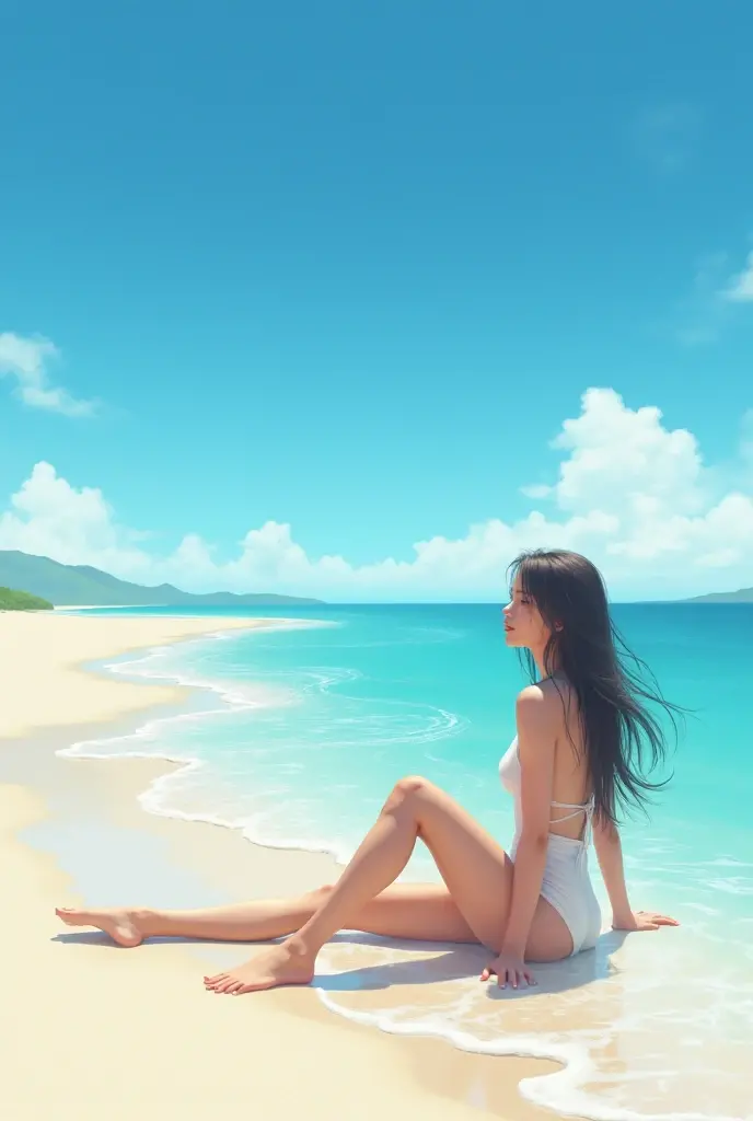 (masterpiece, best quality:1.1), bird's eye view from far away, asymmetrical, cameltoe, exhibitionism, tanning, sunbathing, upshirt, sfw, summer, morning, sunny, cloud, calm, fresh air, depth of field