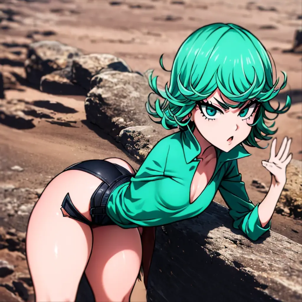 Tatsumaki from one punch man 
Transparent bikini medium breasts 
Hd realistic