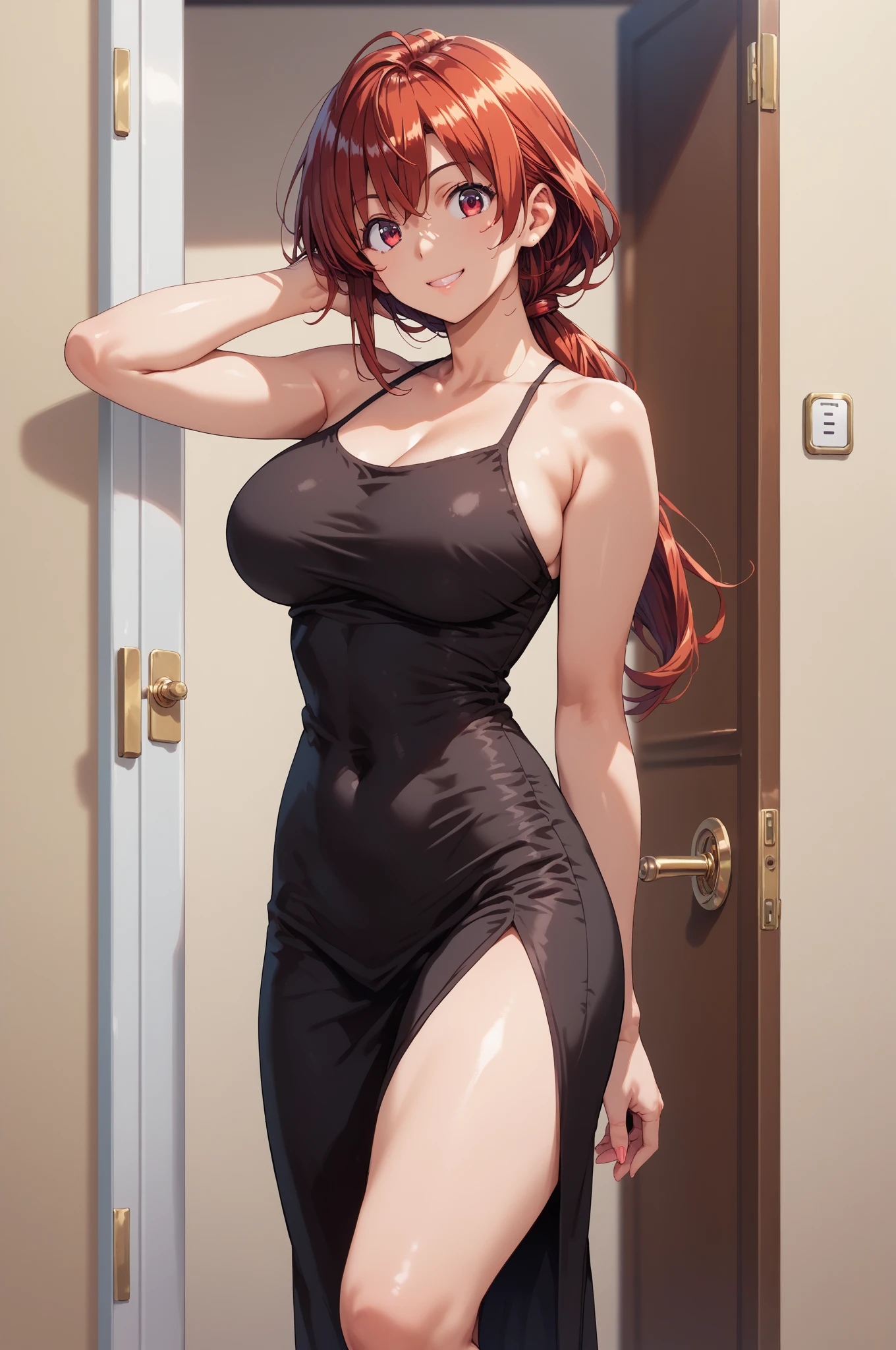 (absurdres), masterpiece, best quality, sharp focus, soft lighting, (full shot), (realistic), (cowboy shot), (beautiful) (petite:1.21) (medium breasts:0.96), (large breasts:1.3), stunningly attractive (tomboy) girl, (playful:1.2), happy, nature backdrop, ( red very short wavy hair:1.21), (amazing feminine face:1.21), (detailed freckles:0.96), (beautiful realistic green eyes:1.21), (small nose:1.11), (narrow waist:1.31), (wide hips:1.11), (thick thighs:1.01), (long legs), (excellent hands fingers thumbs:1.16), (Yoji Shinkawa:1.01), (Raymond Leech:1.11), (Range Murata:1.11), (Alena Aenami:1.01), (Pascal Campion:1.16), (Rebecca Guay:1.11), (Sparth:1.01), (r/eyes:1.21), (confident expression:1.21), (nose blush:0.81), (cleavage:0.81) (elegant) (intricate) (cute:1.01) tight t-shirt, (shorts:1.21), (pixie cut:1.21)
Zaphn