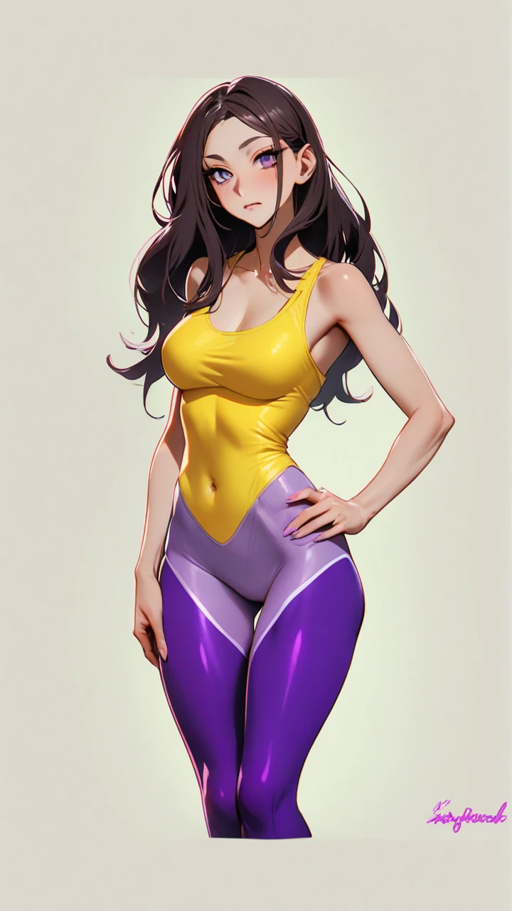 extremely delicate and beautiful, Amazing, finely detail, masterpiece, ultra-detailed, highres,best illustration, best shadow,intricate,sharp focus, high quality, Megara, Megara from Disney, solo, long brown hair, curvy, milf, (giant breasts), sexy body, genshin impact, sports bra, yoga pants, cutesexyrobutts style