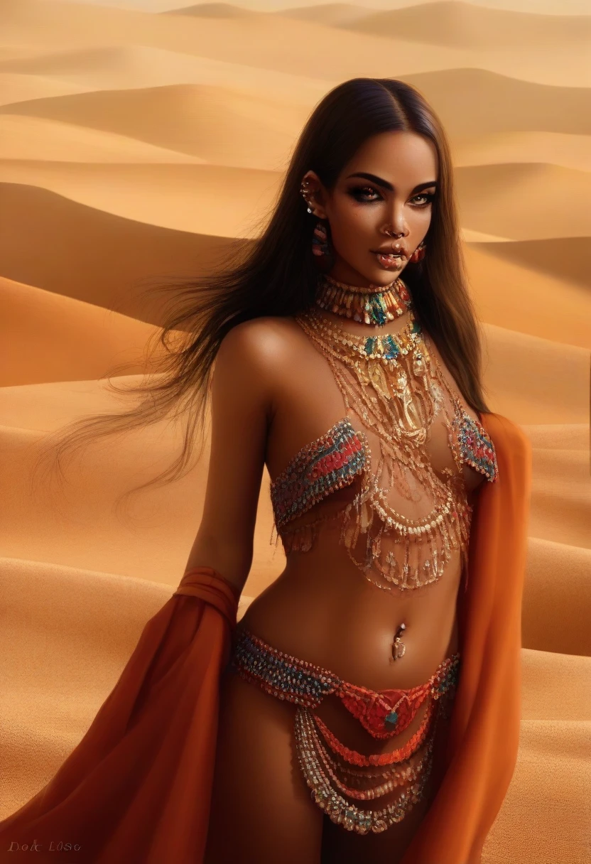 ((Ouarzazate in background)), photo of alluring Zendaya, beautiful woman, nude, naked , super long braids, glistening, dripping exotic jewelry, iridescent, (masterpiece) (best quality) (detailed) (8k) (HDR) (wallpaper) (cinematic lighting) (sharp focus) (intricate)