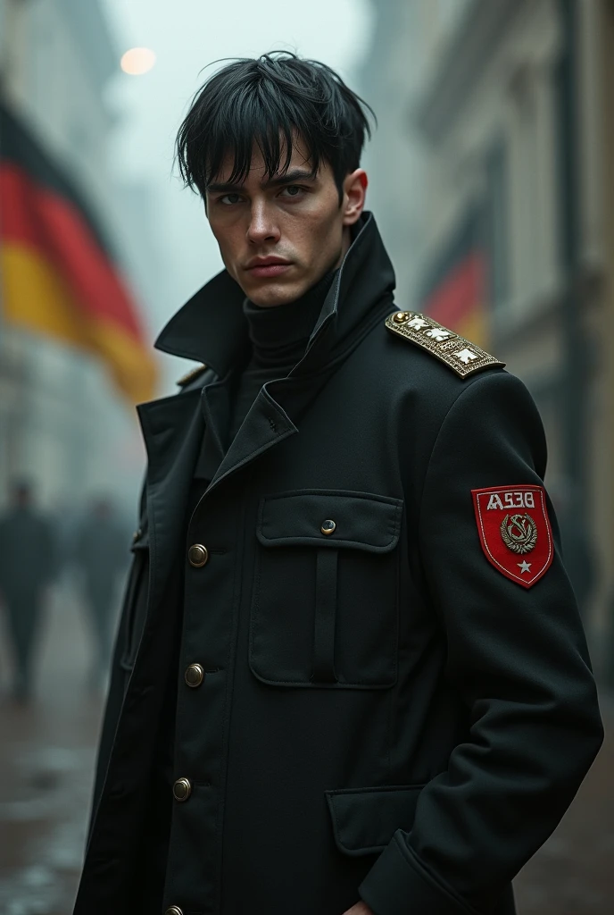 8K, Ultrarealistic, Colorful, Male, 21 years old, german looks like. dark brown hair, colorful