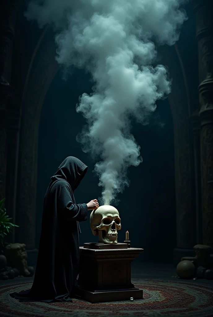 The Magic SalivaDescription: The skull spits saliva towards Ixquic's hand.Ixquic (looking at his hand): "The saliva has disappeared!"skull: "With my saliva, you will conceive my children."