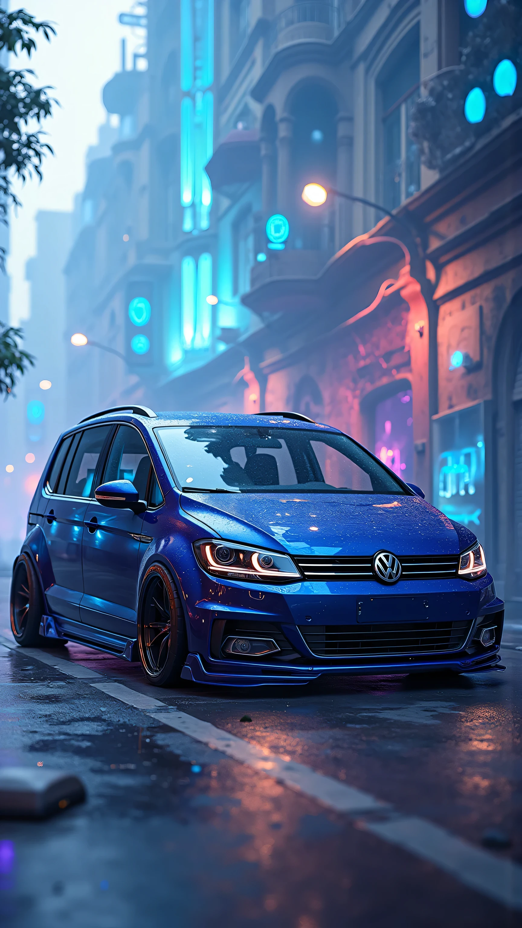 Volkswagen Touran L modification,wide body and negative wheel base wheels, Painting a Furina_Genshin