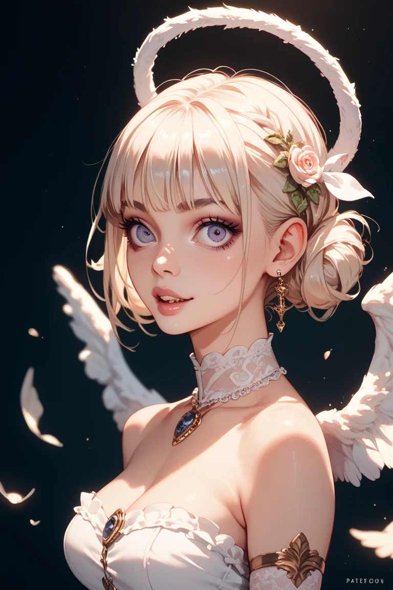 "((Innocent)) girl, golden hour, dreamy meadow, ethereal, whimsical, flowing dress, soft sunlight, enchanting, butterfly wings, (pastel clouds), liquid reflections