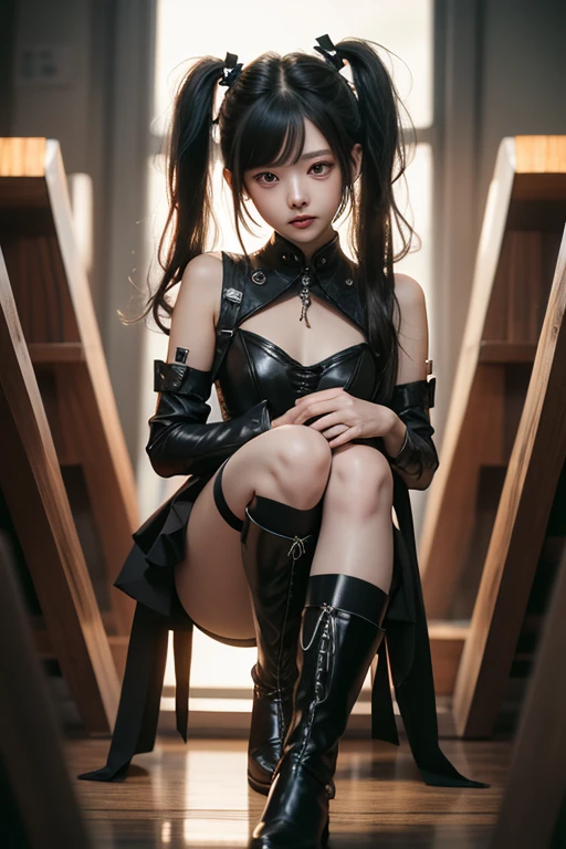 1girl,solo,medium breasts,<lora:GoodHands-beta2:1>,(full body:1.3),<lora:038 Chest open gelcoat nurse_v2:0.9>,ruanyi038,thong,highleg leotard,thigh boots,bondage outfit,handcuffs,nurse cap,bdsm,nipples,kneeling,, (masterpiece, best quality, hires, high quality, by professional artist, ultra detailed, extremely detailed, absurdres, incredibly resolution:1.2), good hands, perfect hands,