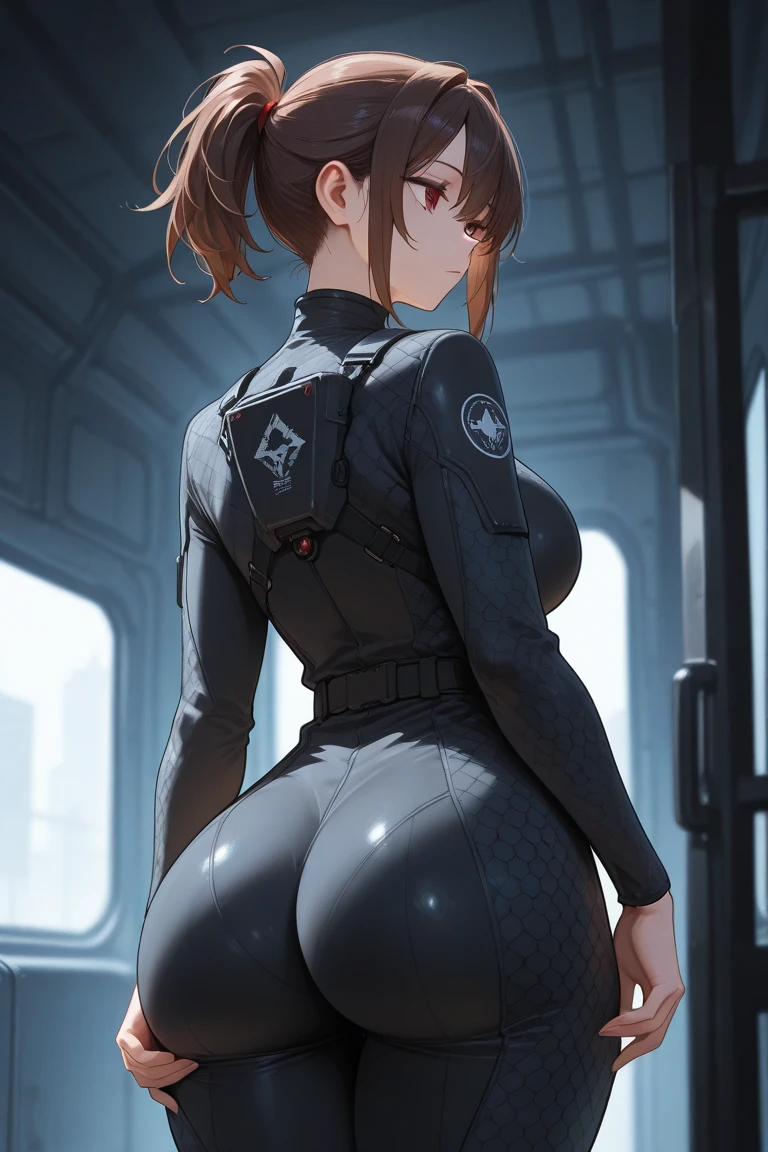 bbw bottom heavy, curvy thick, Miranda Lawson in her starship, she is bloated from drinking too much water