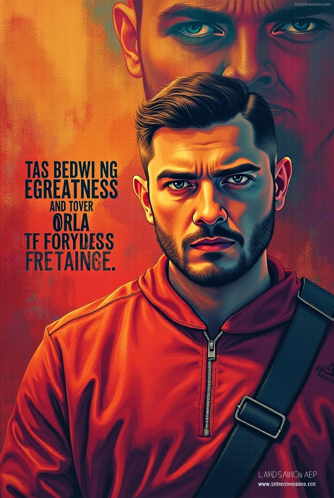  Boxer with black gloves and black bandana,,oversize tshirt,angarage text on tshirt,angarage text,turkish flag on wall,in ring,dark with light,manga