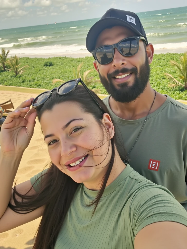 There is a man and a woman next to each other on the beach, Justina Blakeney, par, imagem vazada, com cabelos ruivos cacheados, no oceano, Lovely couple, facebook post, Postagem no Reddit, Marischa Becker, imagem de perfil, photo shoot, por Aya Goda, taken in the early 2020s, 🤬 🤮 💕 🎀