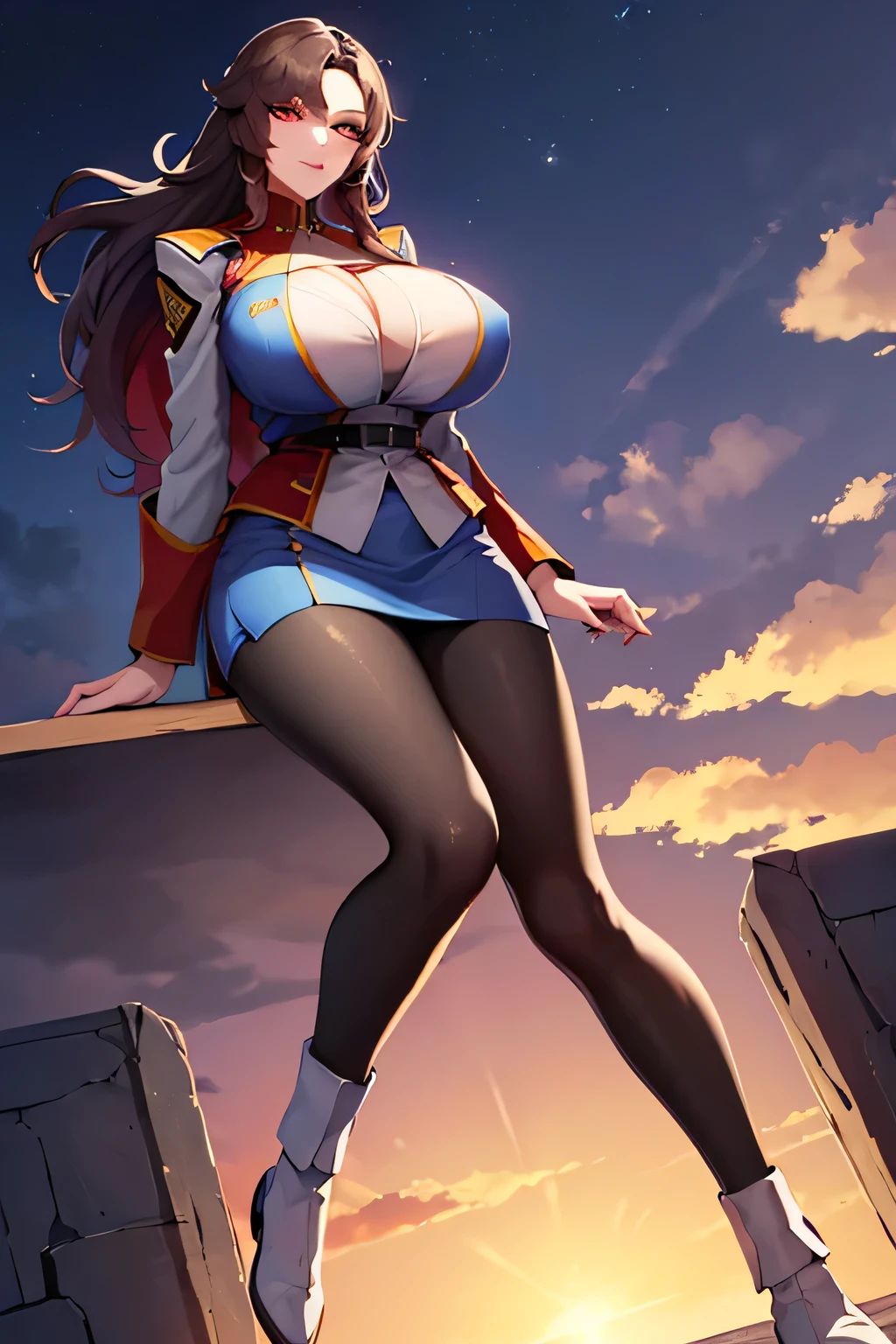 Masterpiece, best quality, 1 girl, young girl, brown eyes, long hair, evil smile, shiny skin, (beautiful leg line: 1.3), thin waist,
Big breasts, thin waist, plump buttocks, wearing dark red combat uniforms, buckles and duct tape, running quickly in the blood-covered square;