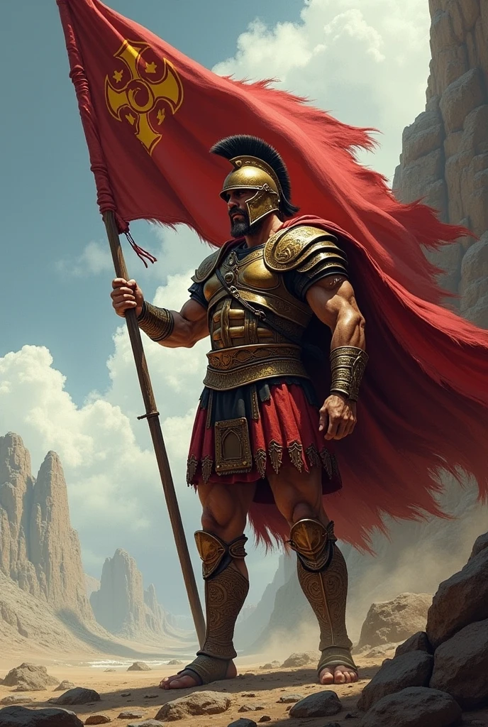 SPARTAN WARRIOR WITH HUGE FLAG WRITTEN OG 4