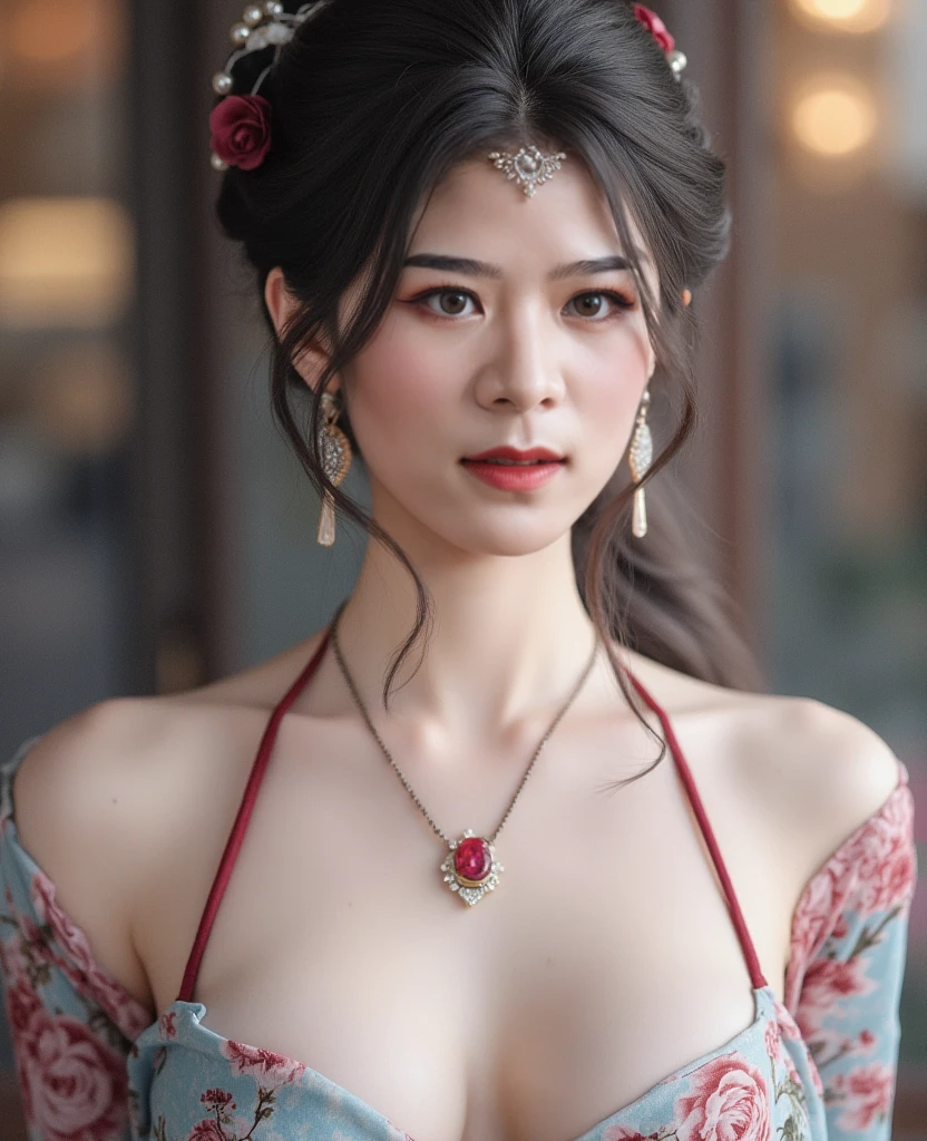 1 girl, (((black long straight hair,))), dark Knight,red eyes,pretty face, Upper body,(Black armor and red robe,) Looking at the view, Realistic photos,Wicked laugh,
(hiqcgbody) ,perfect female figure,earrings,Willow Yao, (Looking at the view), Tempting,prestige,(fire,indoor,ruins),(painting:1.2),